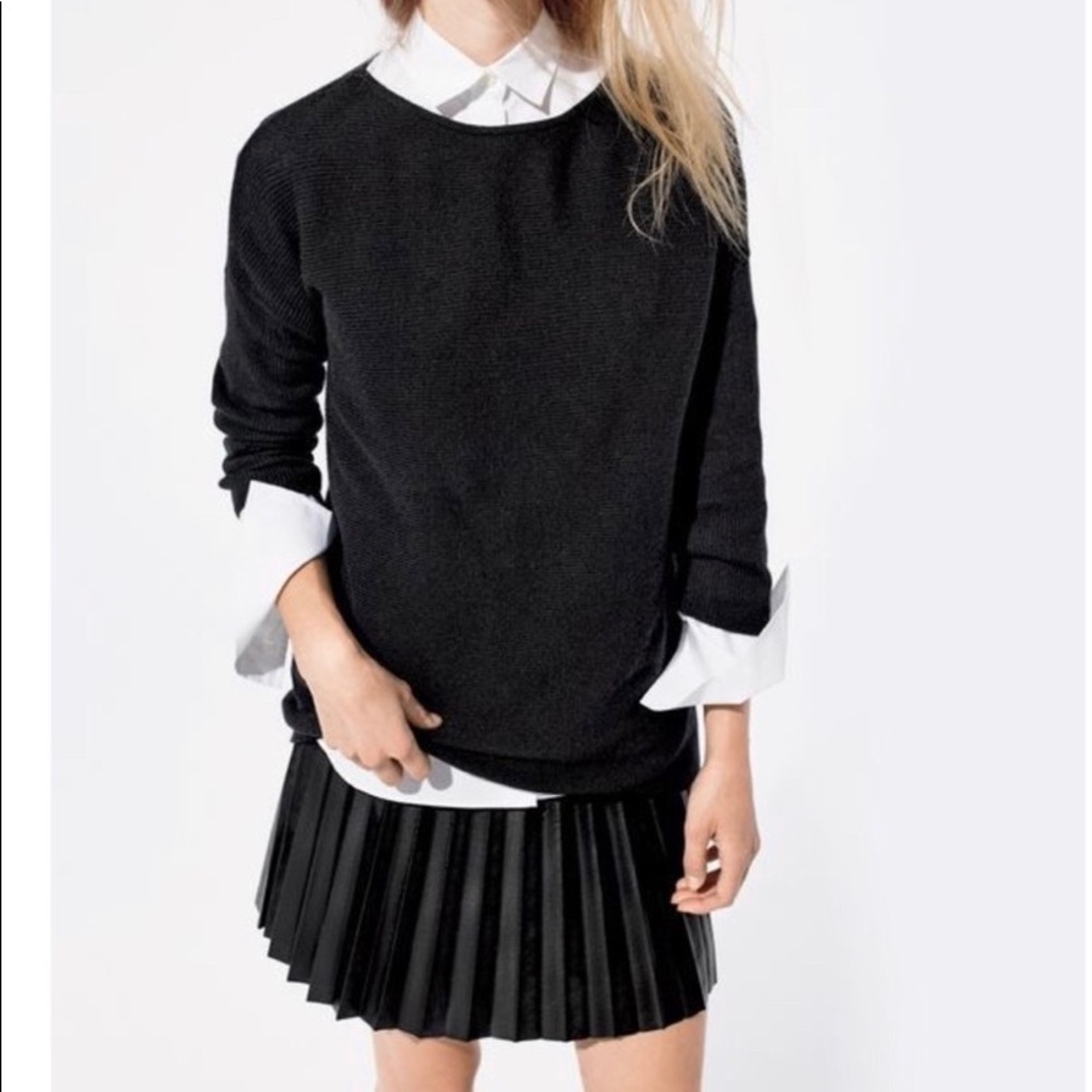 Faux Leather Pleated Skirt